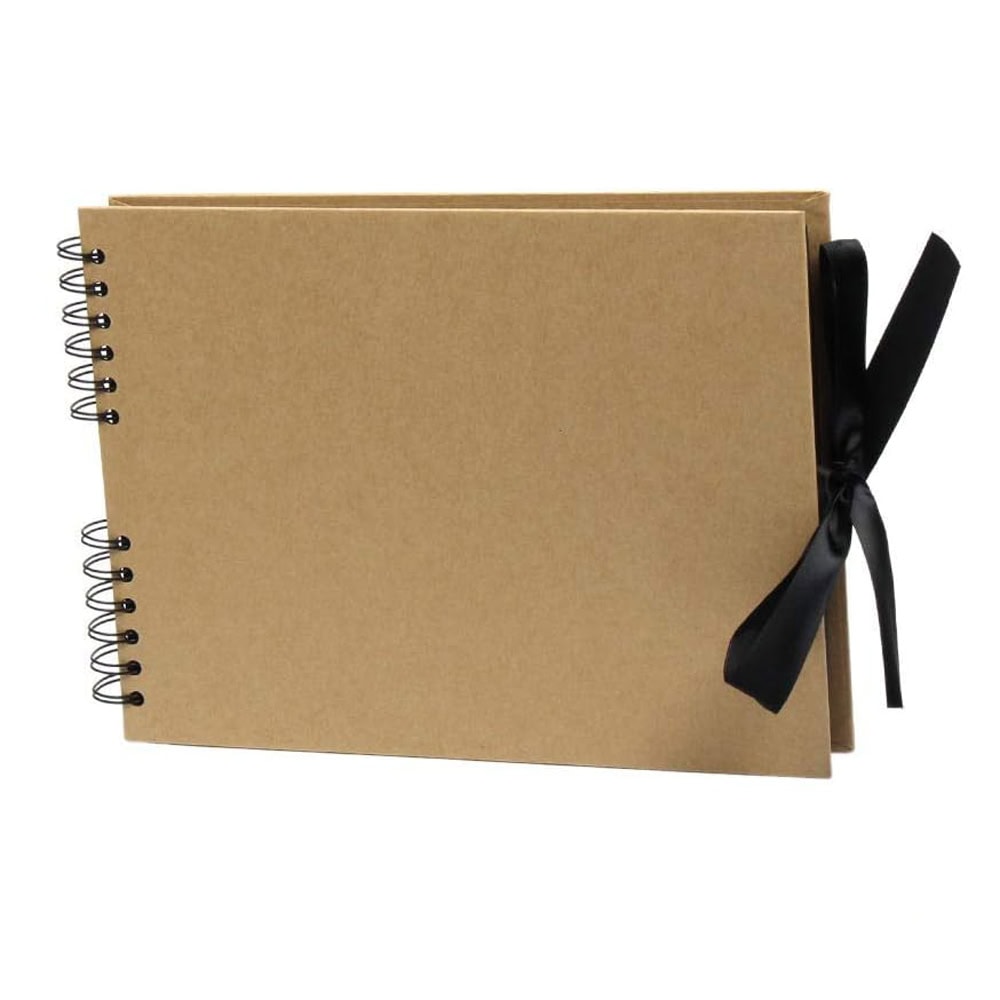 Album foto dreptunghiular cu spirală si panglică satin - kraft 1 - craftup.ro