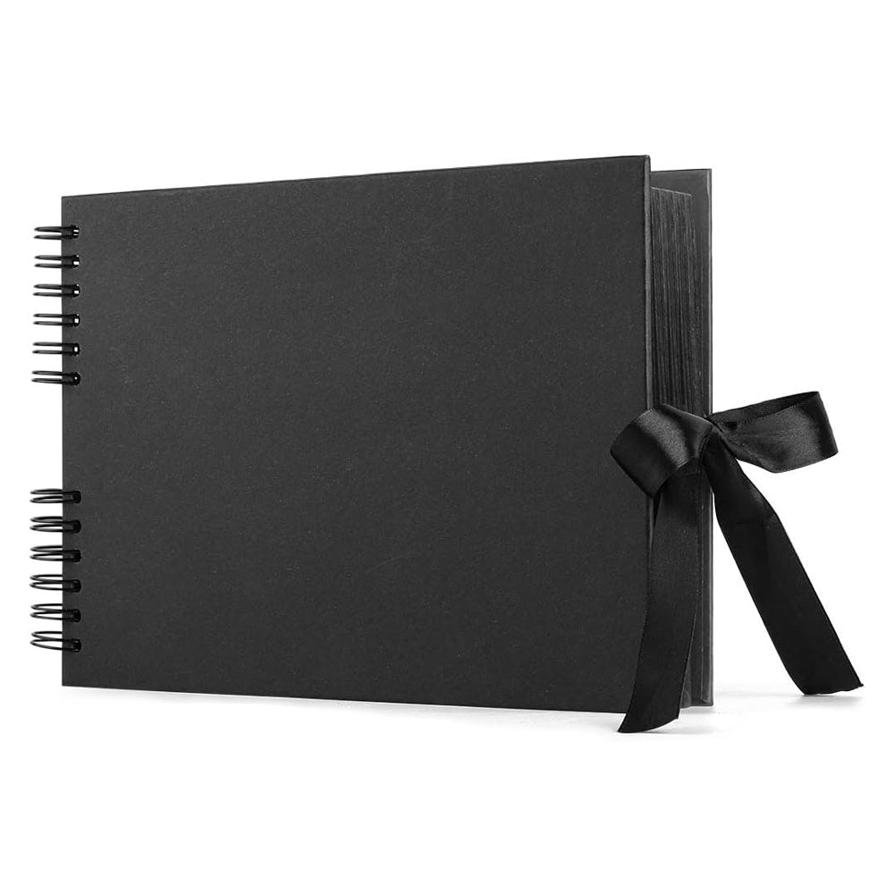 Album foto dreptunghiular cu spirală si panglică satin - negru 1 - craftup.ro