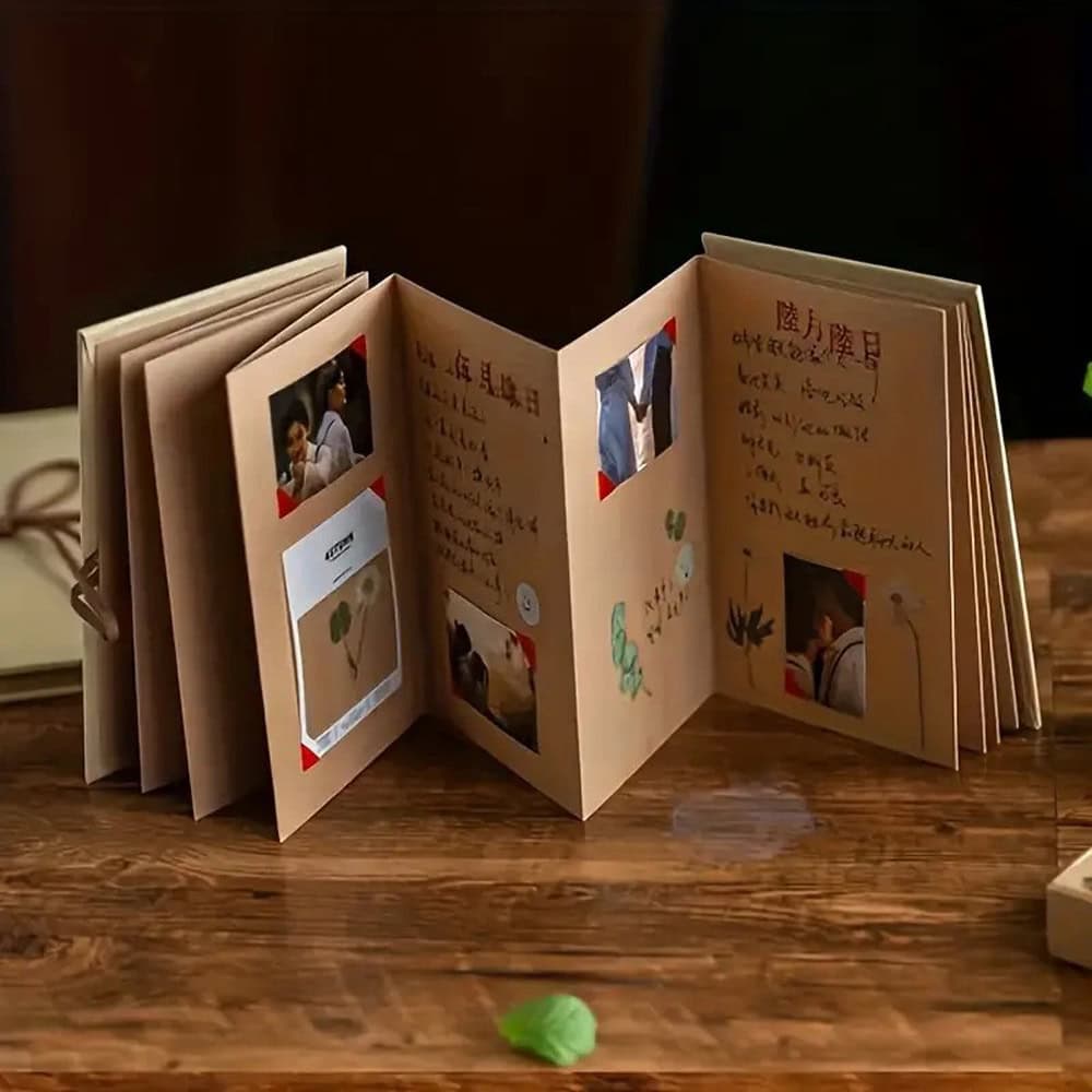Album foto dreptunghiular pliabil cu șnur din piele - kraft 3 - craftup.ro