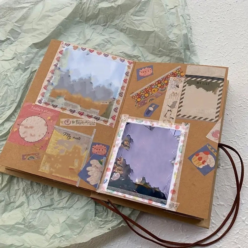 Album foto dreptunghiular pliabil cu șnur din piele - kraft 7 - craftup.ro