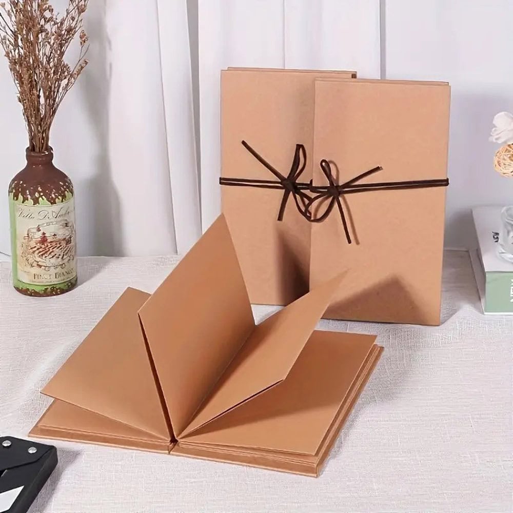 Album foto dreptunghiular pliabil cu șnur din piele - kraft 8 - craftup.ro