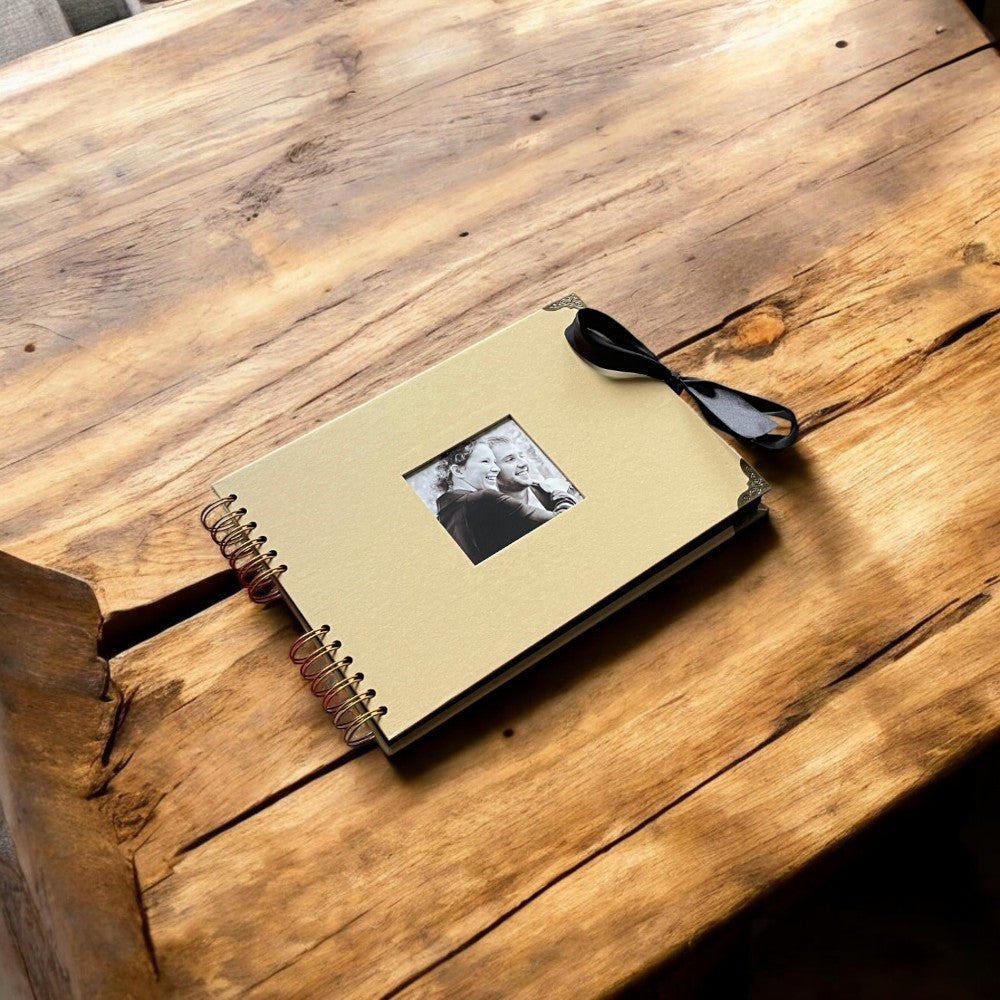 Album foto dreptunghiular spiarală cu copertă foto și panglică satin - kraft 6 - craftup.ro