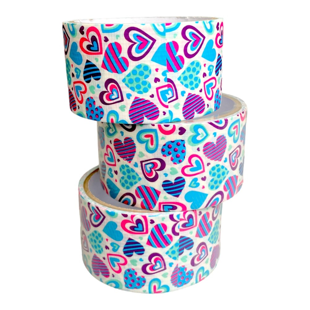 Bandă adezivă cu model – inimioare colorate 4.8cm x 5m 1 - craftup.ro