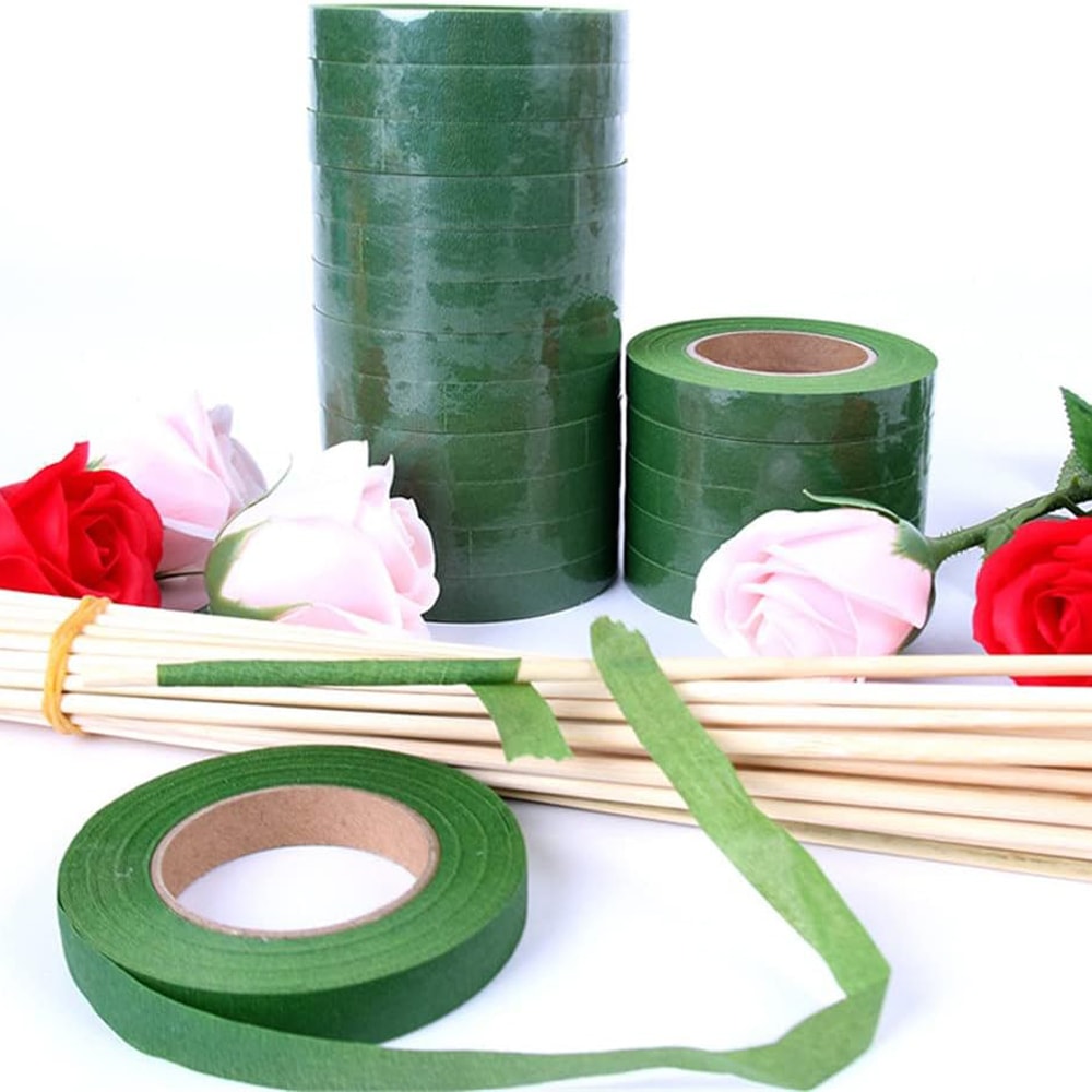 Bandă floristică - verde (set 12 role) 1.2cm x 27m 2 - craftup.ro