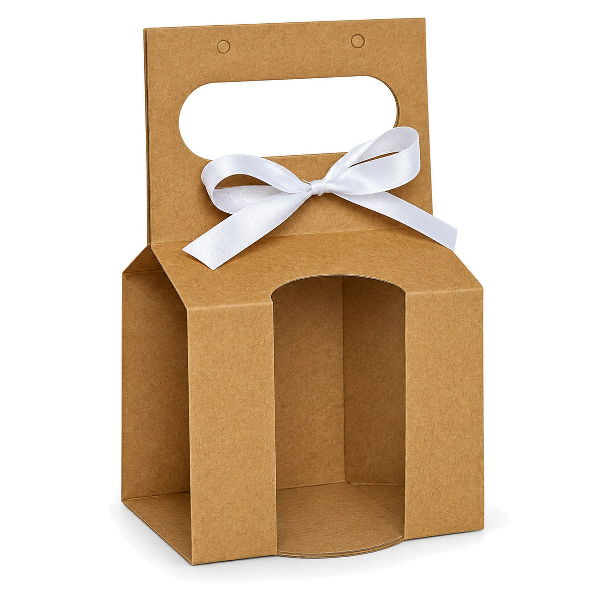 Cutii pentru cană cu deschizătură pentru toartă, mâner și fundă - kraft (set 10 buc) - CraftUp