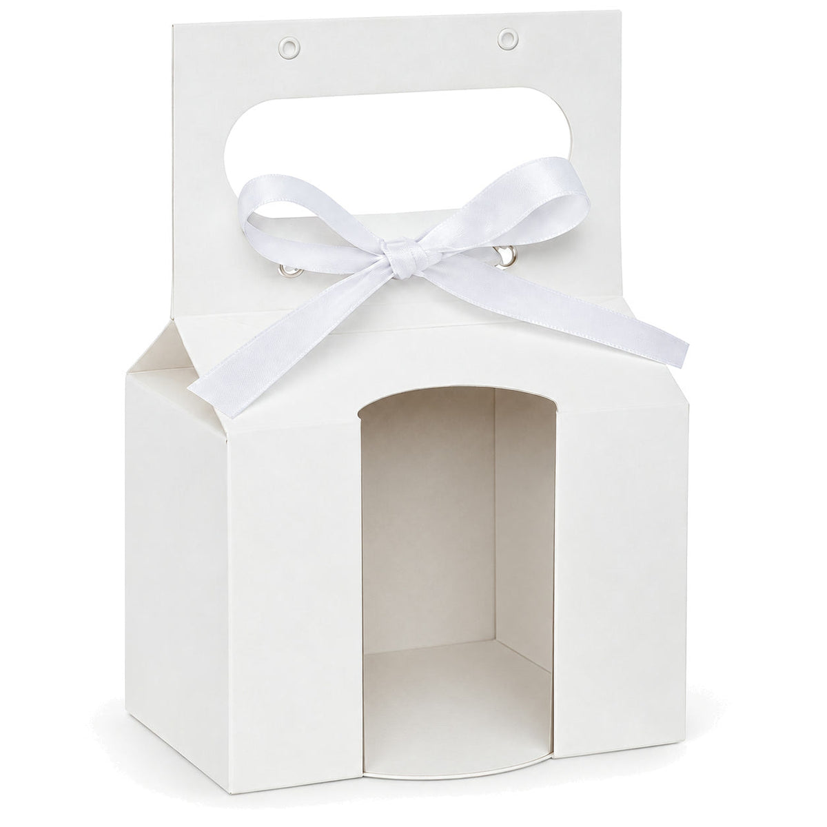 Cutii pentru cană cu deschizătură pentru toartă, mâner și fundă - alb (set 10 buc) - CraftUp