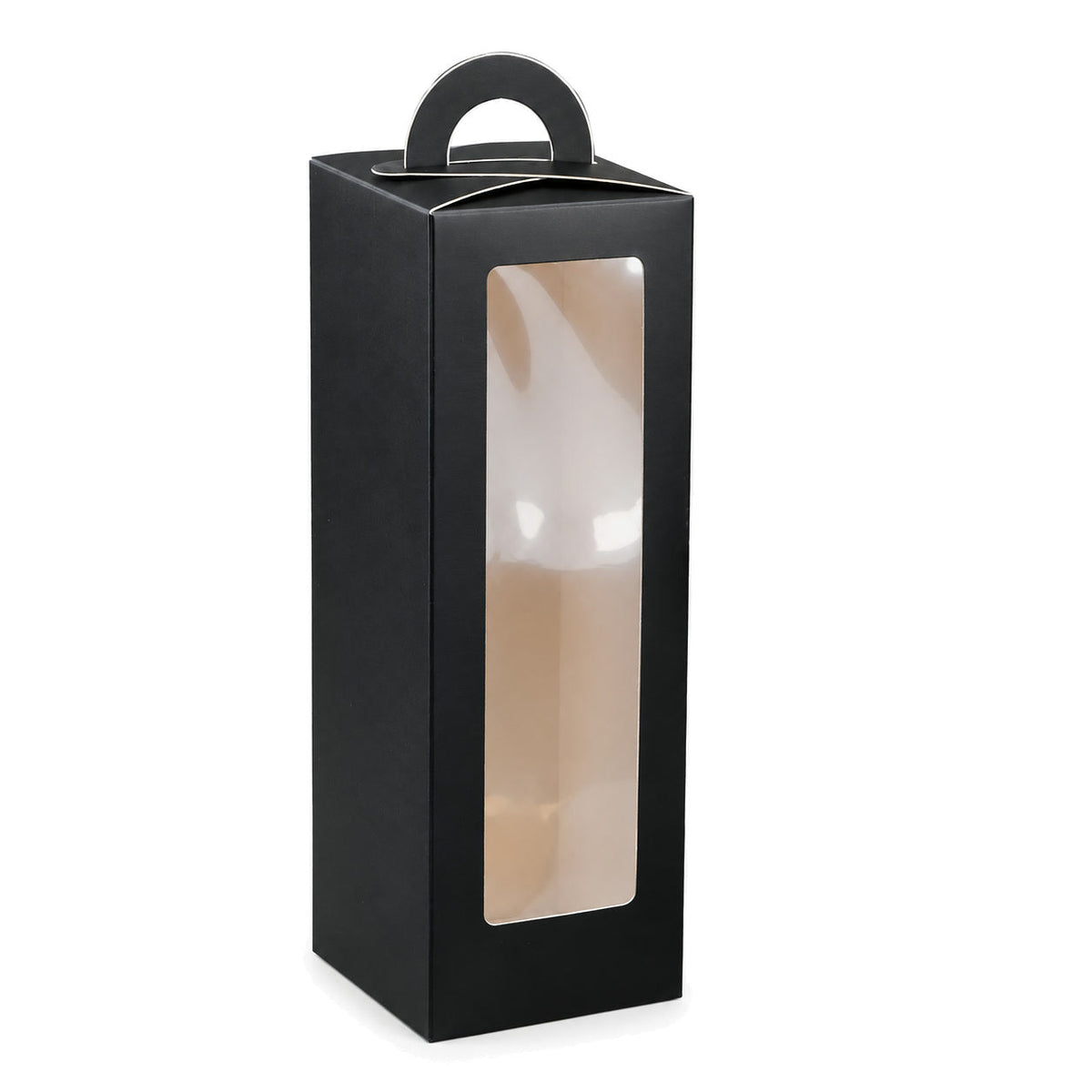 Cutii înalte cu fereastră și mâner, pentru pahare termos - negru (set 24 buc) - CraftUp