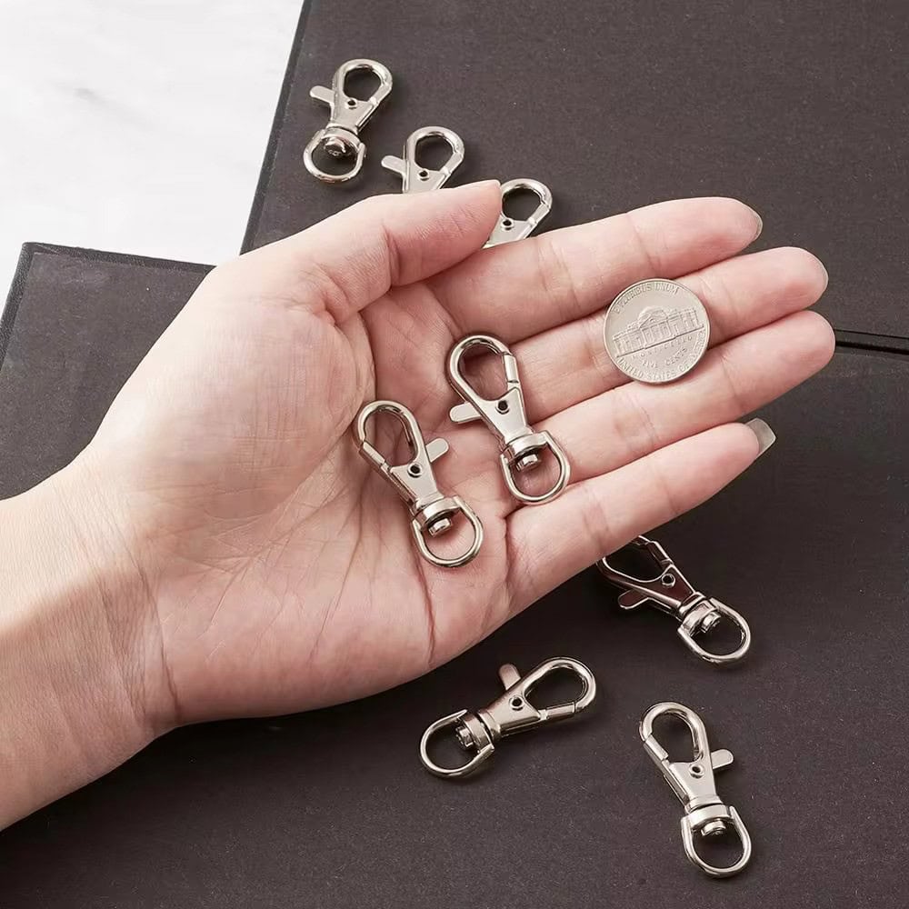 Carabina breloc cu clapetă si cap rotativ - argintiu (set 100 buc) 4 - craftup.ro