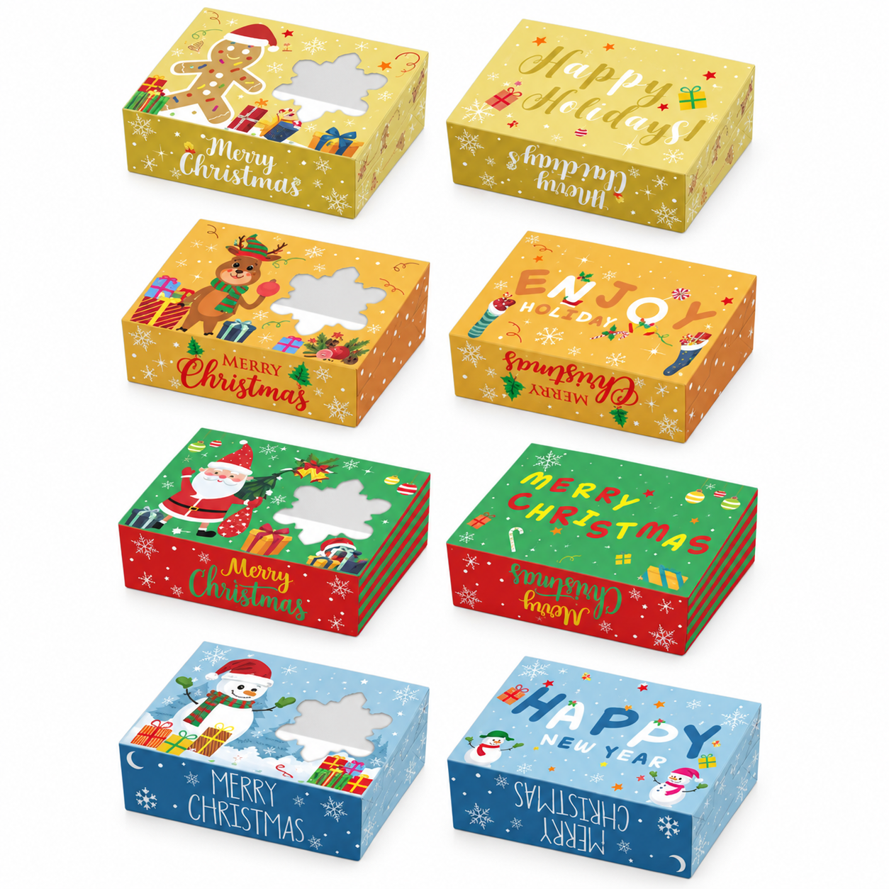 Cutii de Crăciun cu personaje și fereastră stea - mix 4 modele (set 12 buc)