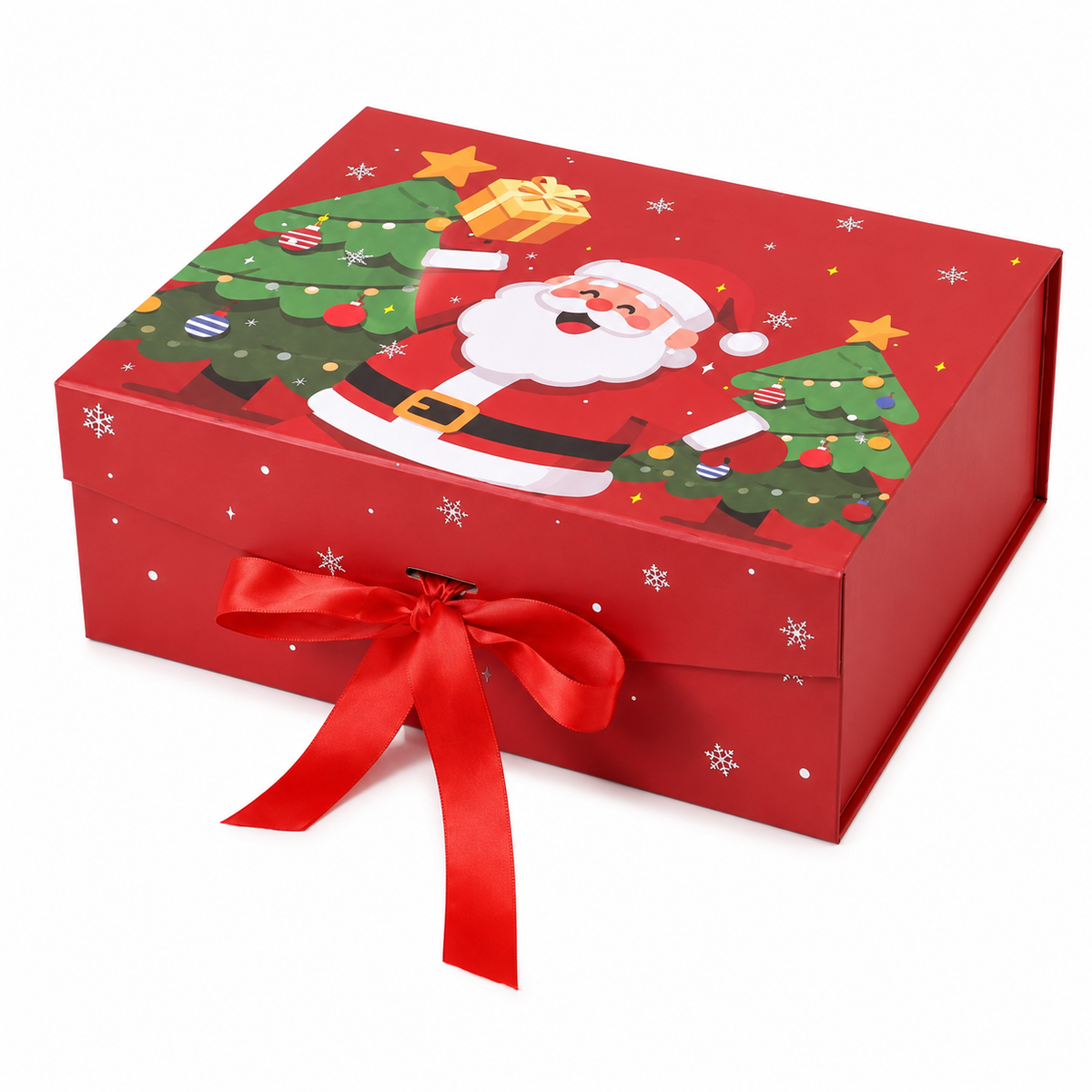 Cutie cadou magnetică de Crăciun cu fundă, 24x17,5x10,5 cm - roșu