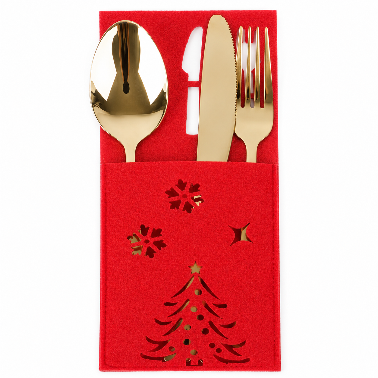 Huse decorative pentru tacâmuri de Crăciun - roșu (set 4 buc)