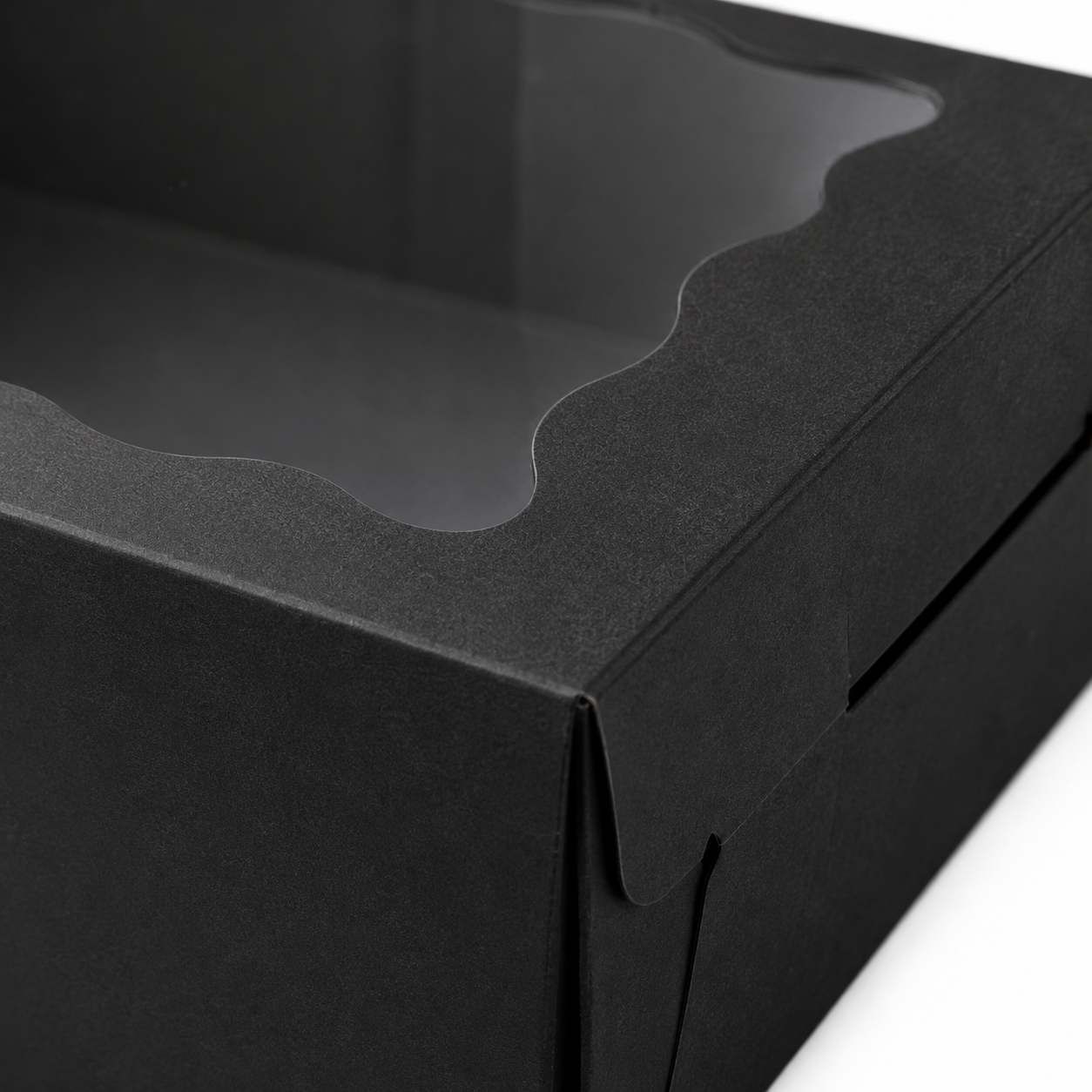 Cutie cu fereastră ondulată transparentă - negru (set 50 buc)