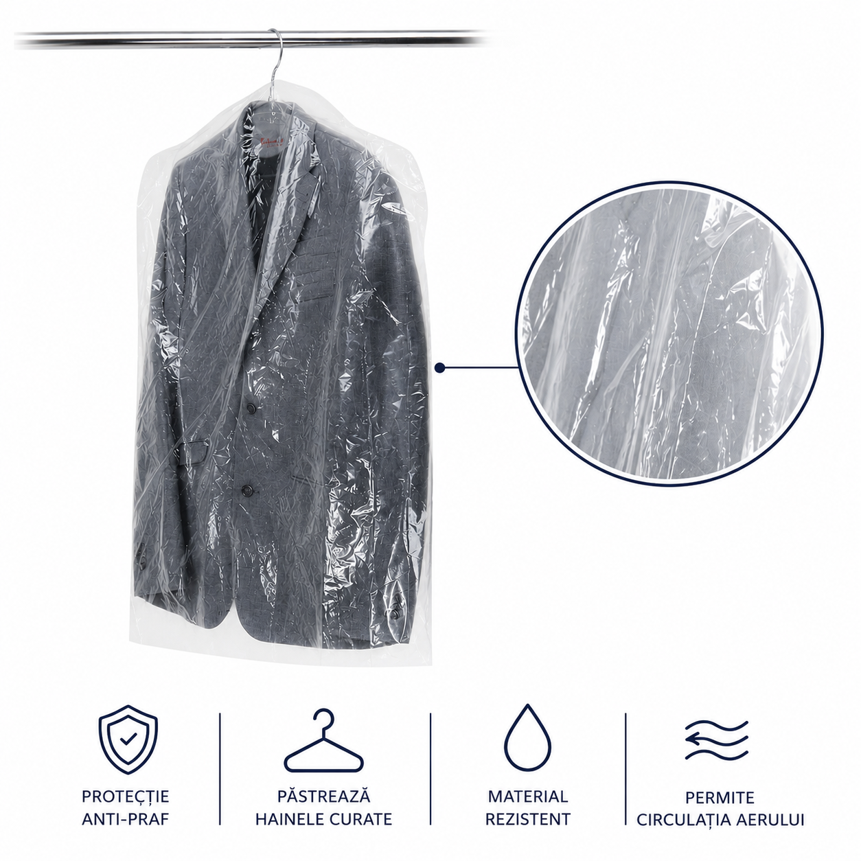 Huse transparente pentru haine (set 100 buc)