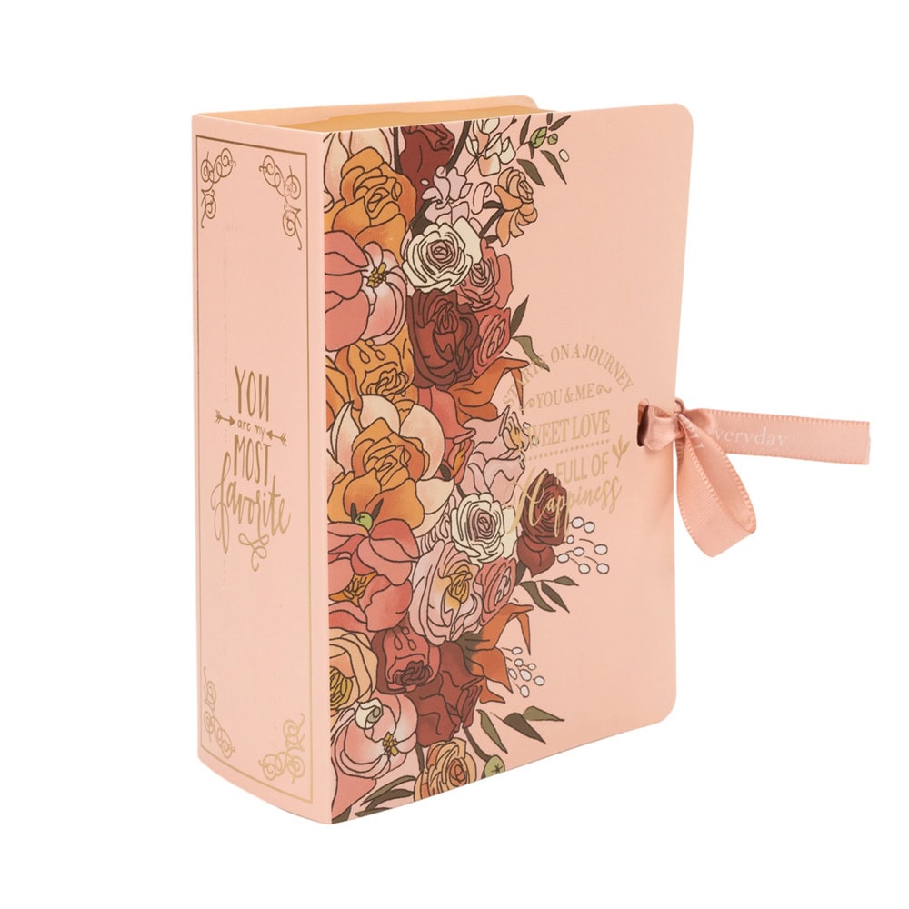 Cutie carte cu fundă satinată și design floral - roz 2 - craftup.ro