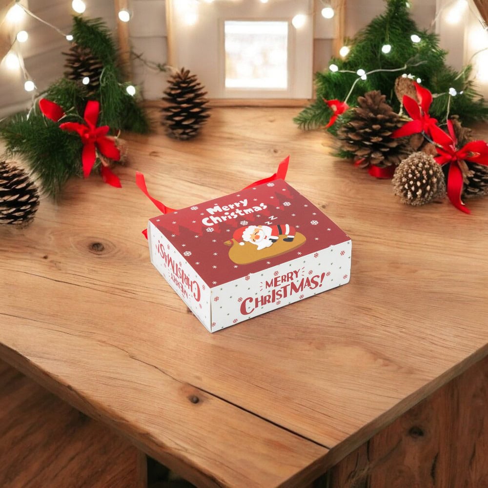 Cutie de Crăciun cu sertar și fundă satinată - roșu 2 - craftup.ro