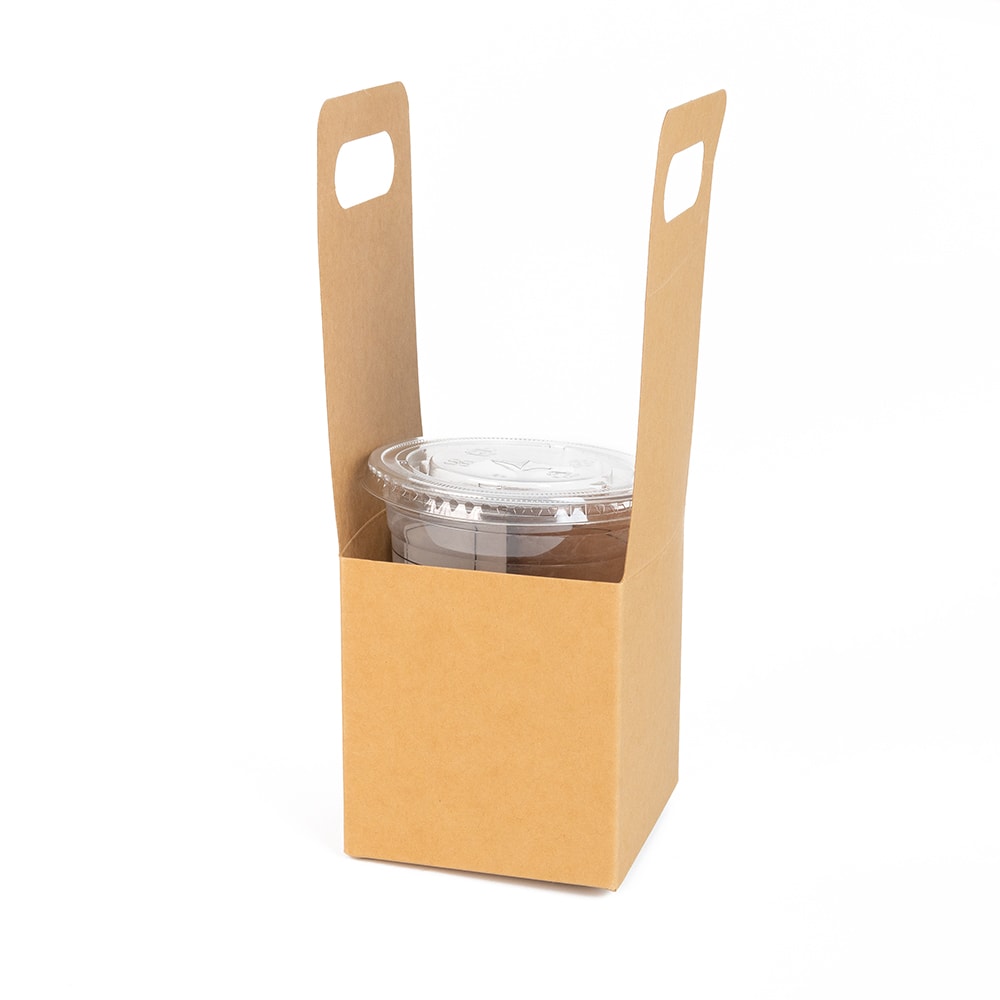 Cutie deschisă kraft cu mâner pentru un pahar 9x9x24cm (set 50 buc) 3 - craftup.ro