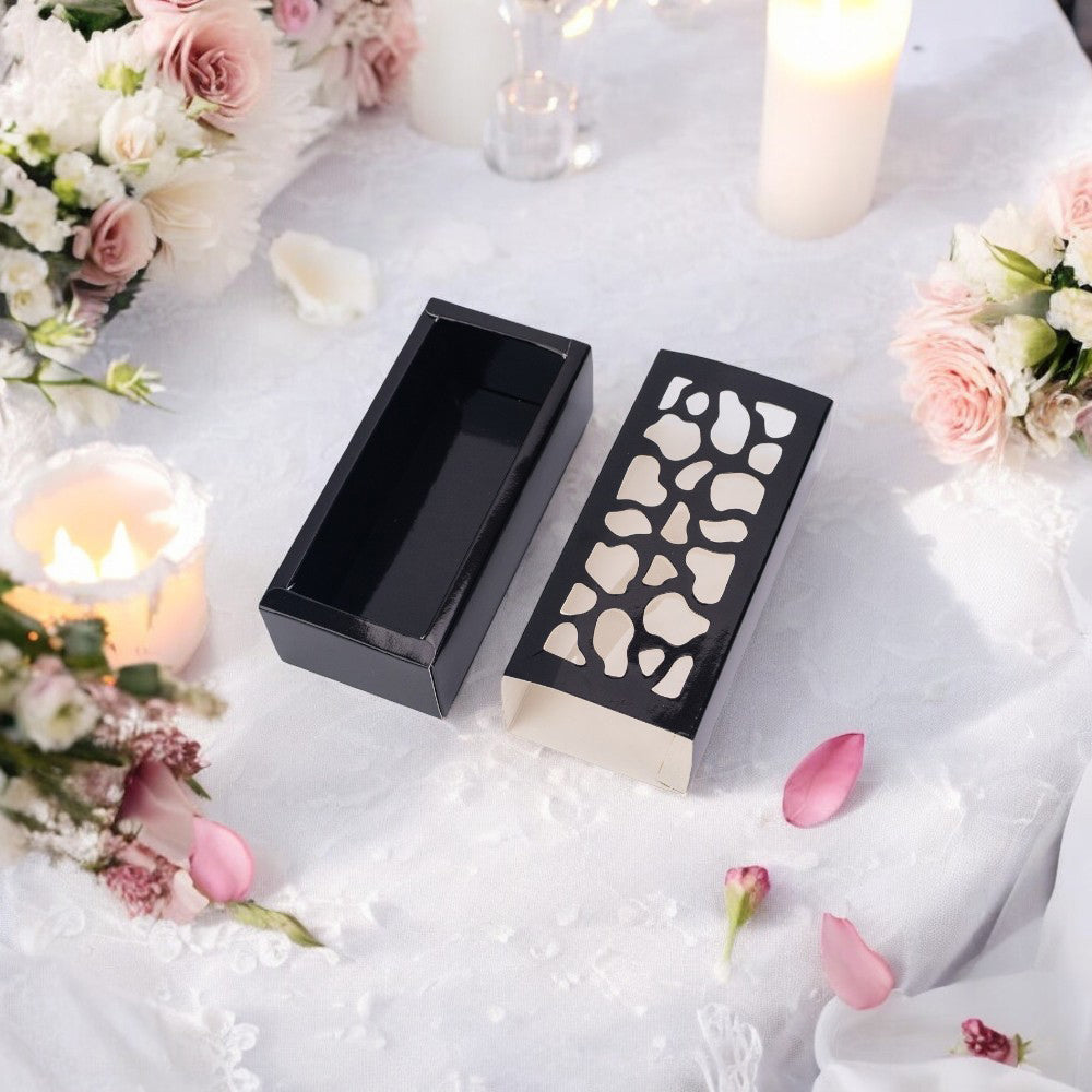 Cutie dreptunghiulară cu fereastră asimetrică - negru (set 50 buc) - 6x13x4cm 2 - craftup.ro