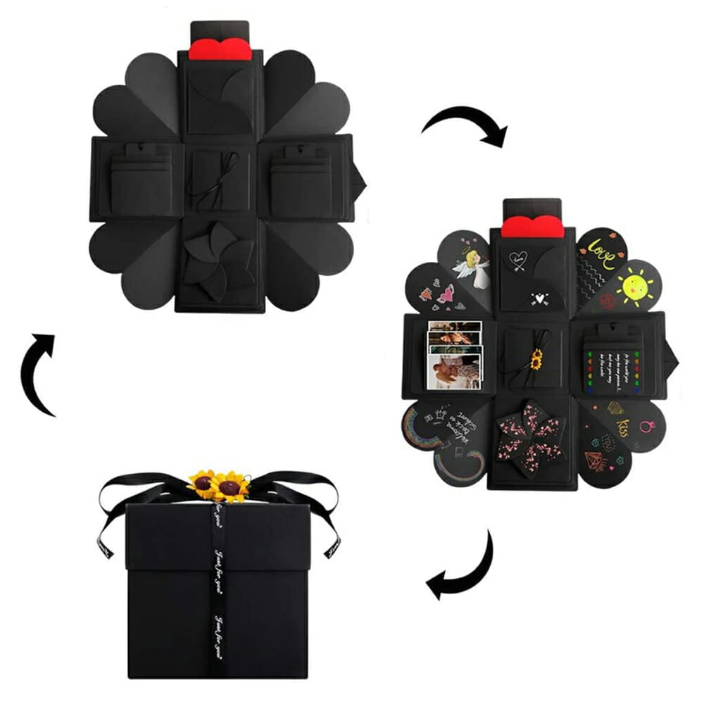 Cutie foto explozivă pătrată (Explosion Box) - negru 1