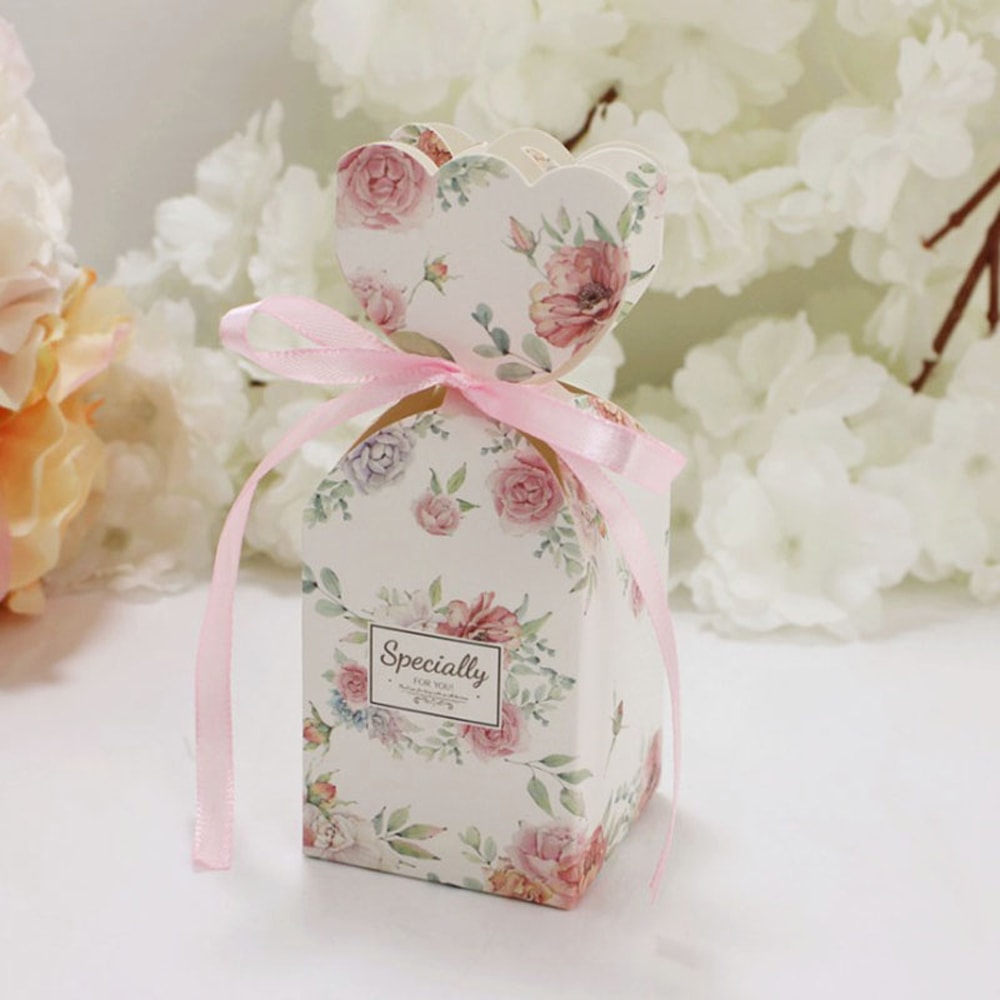 Cutie mică în formă de vază cu fundă satinată - roz (set 50 buc) 5x5x6.5cm 2 - craftup.ro