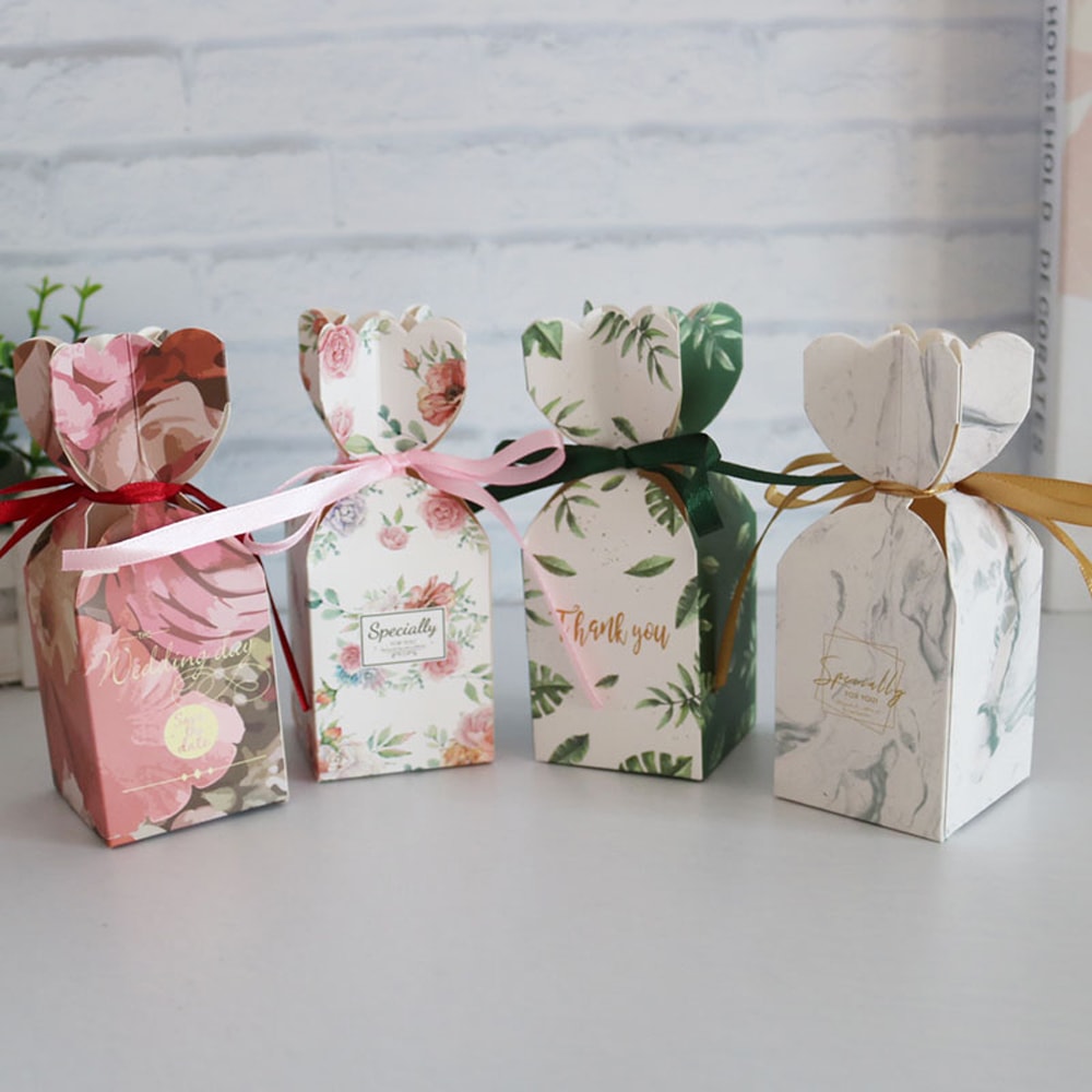 Cutie mică în formă de vază cu fundă satinată - (set 50 buc) 5x5x6.5cm 3 - craftup.ro