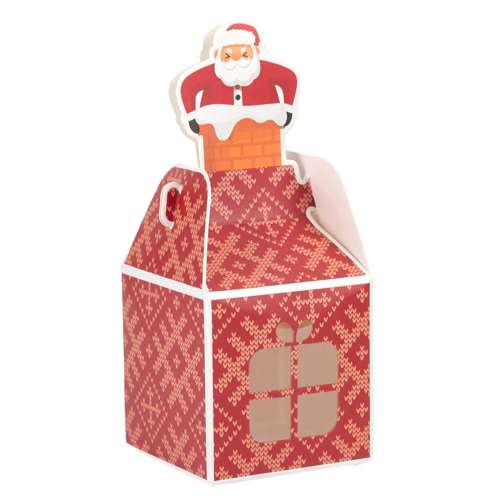 Cutie mică pătrată Crăciun cu fereastră - model Moș Crăciun roșu (set 50 buc) 2 - craftup.ro