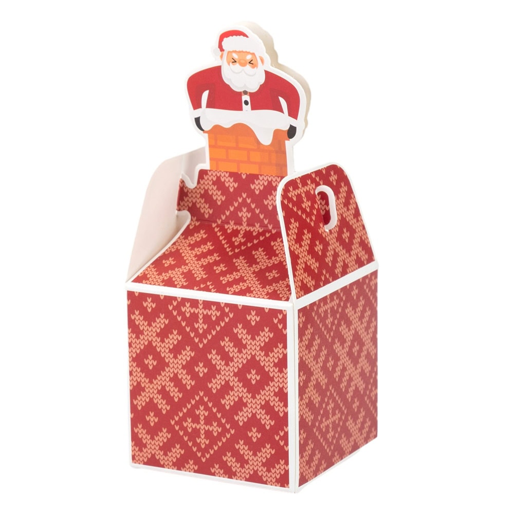 Cutie mică pătrată Crăciun cu fereastră - model Moș Crăciun roșu (set 50 buc) 3 - craftup.ro