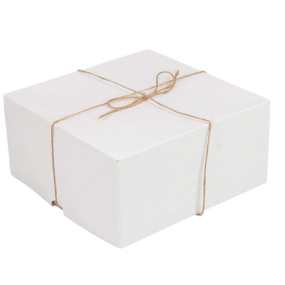 Cutie pătrată cu capac și sfoară - alb 1 - craftup.ro