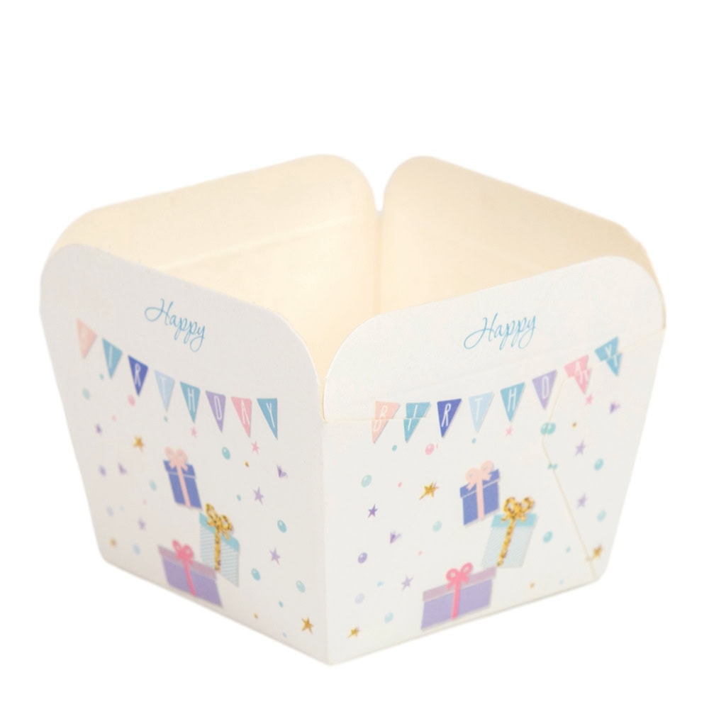 Cutie pătrată deschisă cu design - model 2 Happy Birthday (set 100 buc) 2 - craftup.ro