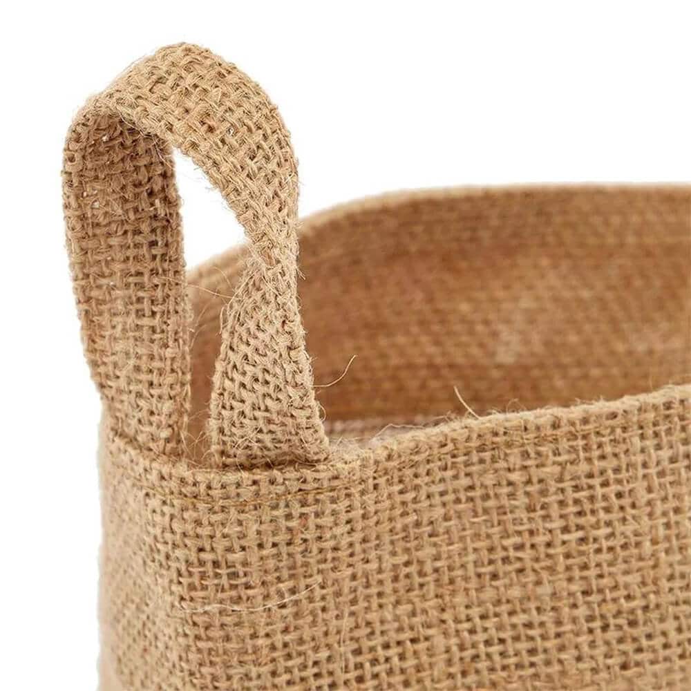 Cutie rotundă din iută cu mânere 17x17x15cm 2 - craftup.ro