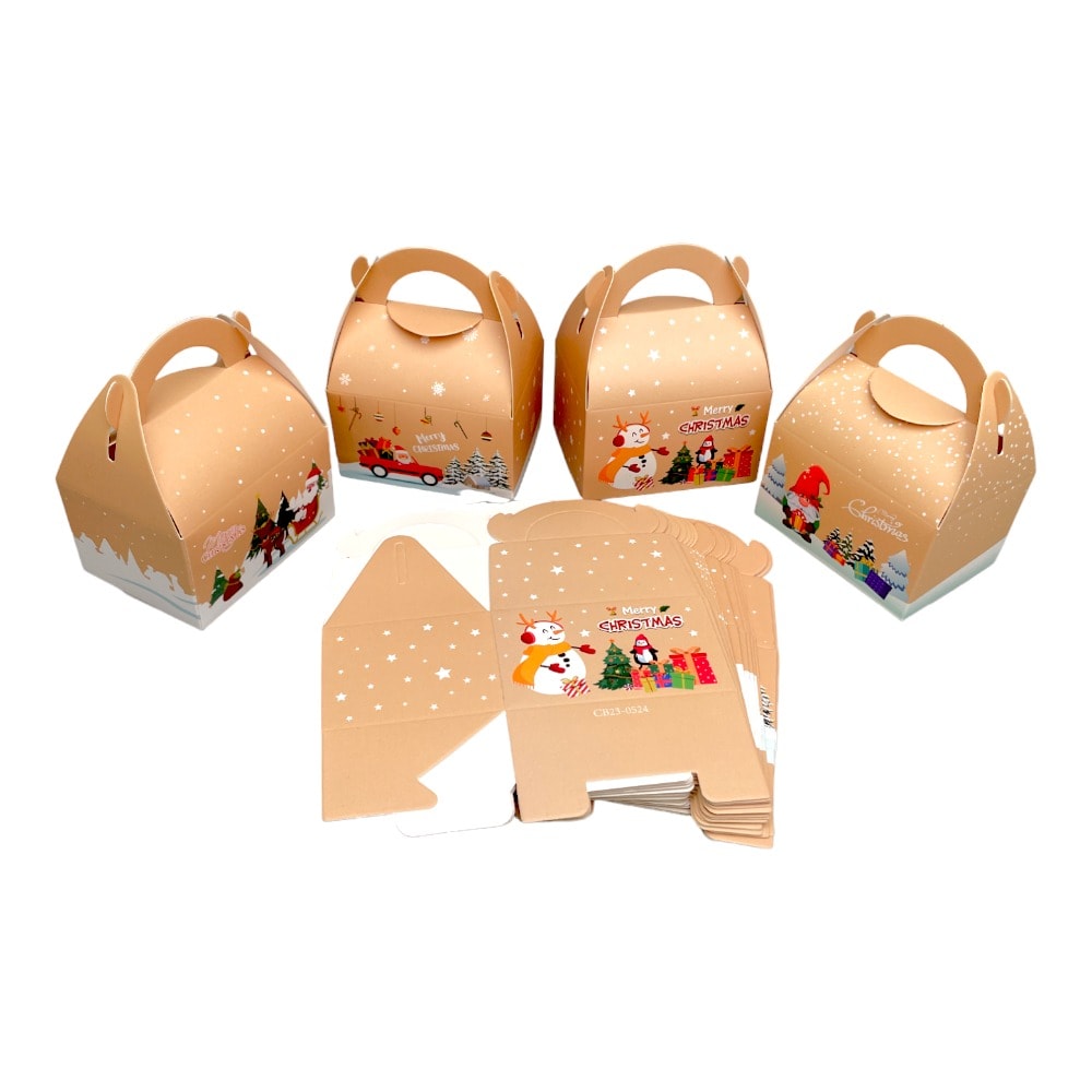 Cutii Crăciun cu mâner mix 4 modele (set 24 buc) 8x6x11cm 3 - craftup.ro
