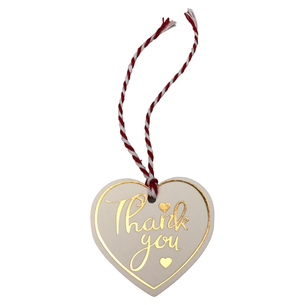 Etichete din hârtie în formă de inimă Thank you 5cm - alb 1 - craftup.ro