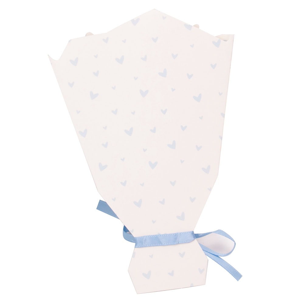 Felicitare hârtie cu panglică model buchet de flori - albastru 3 - craftup.ro