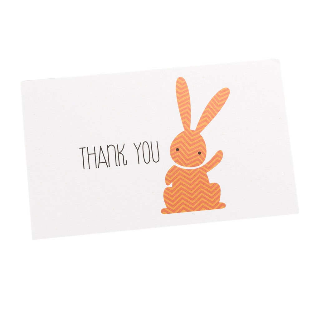 Felicitări hârtie pentru copii cu mesaj Thank you - model iepuraș (set 50 buc) - 9x5.4cm 1 - craftup.ro