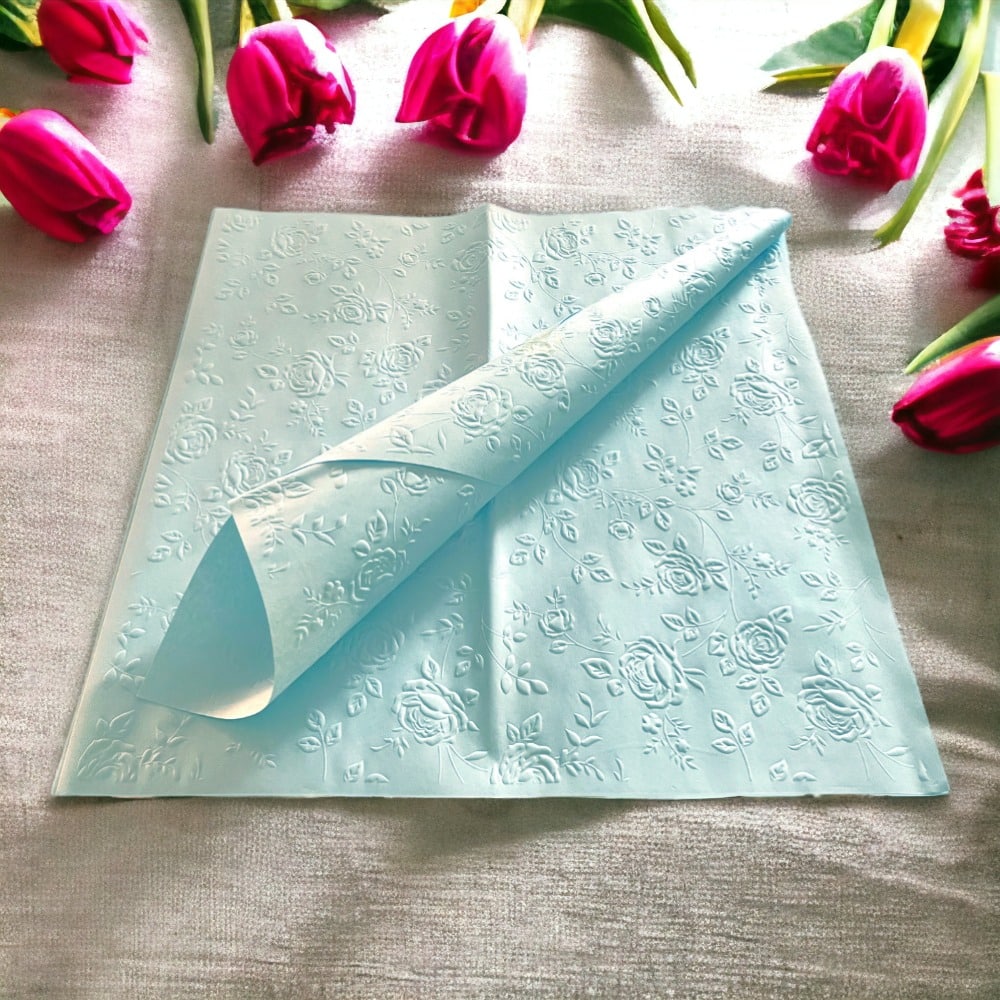Foi de ambalat decorative print floral - bleu (set 10 foi) 58x58cm 2 - craftup.ro