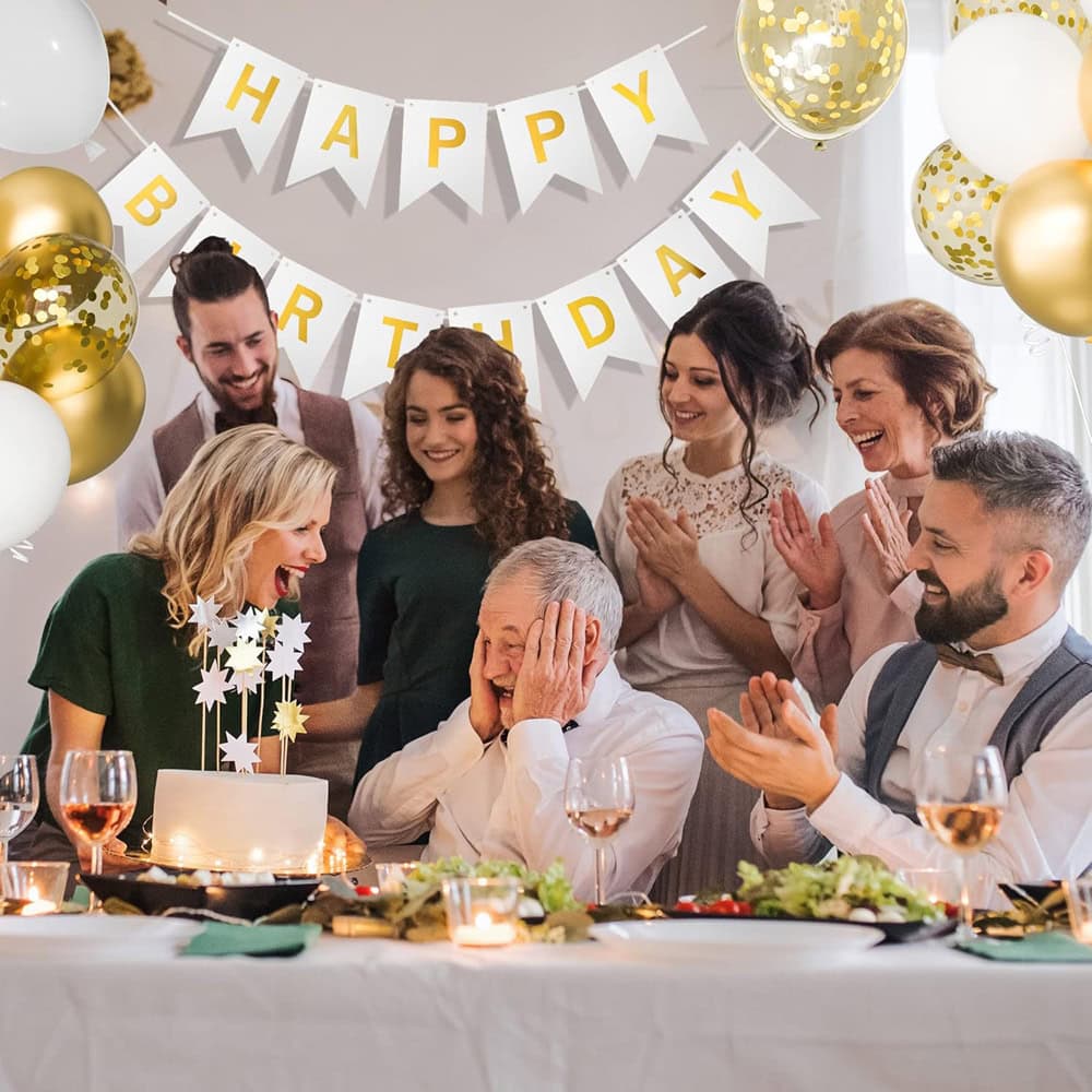 Foi hârtie cu litere pentru petrecere cu mesaj Happy Birthday - alb 9 - craftup.ro