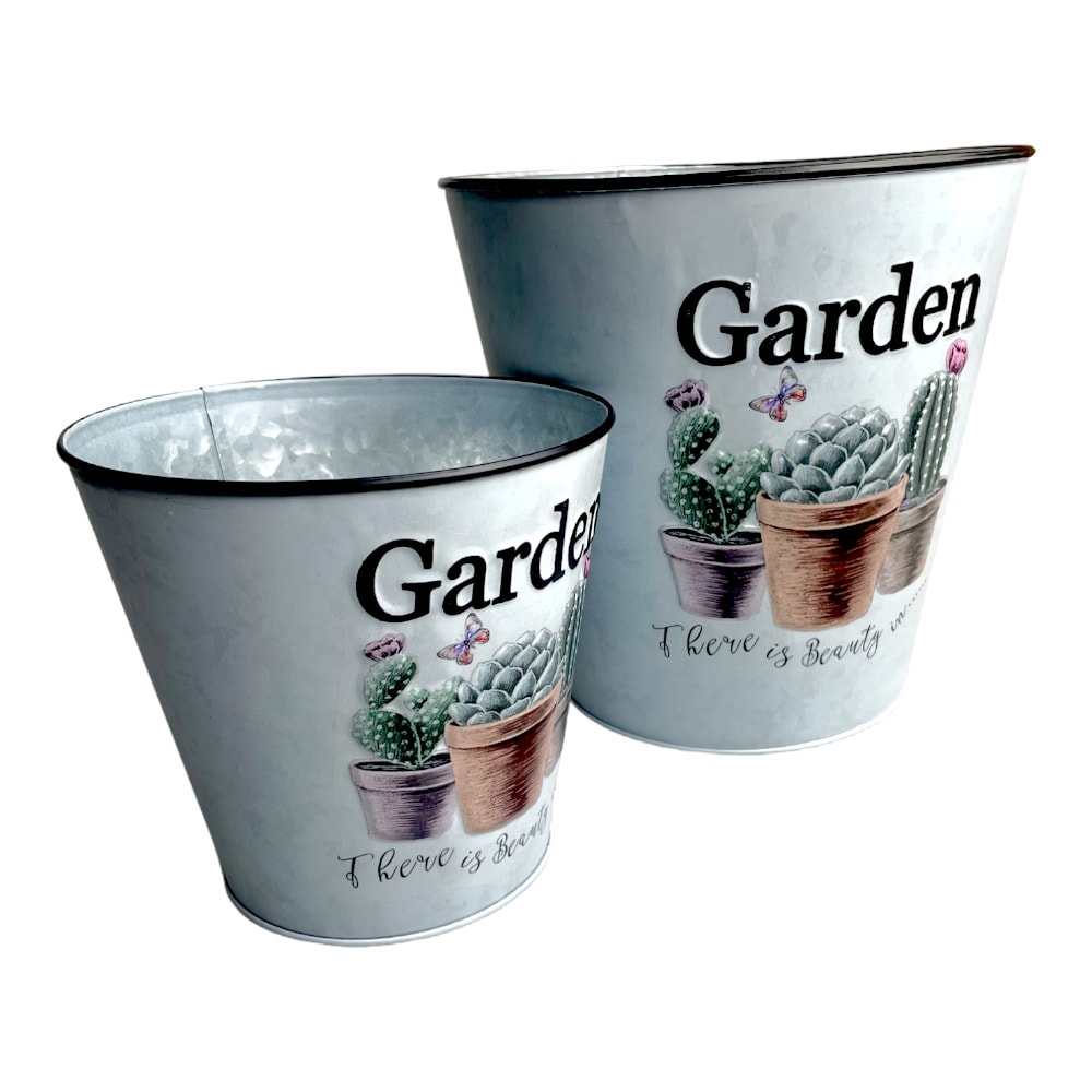 Ghiveci rotund din metal model Garden - gri 4 - craftup.ro