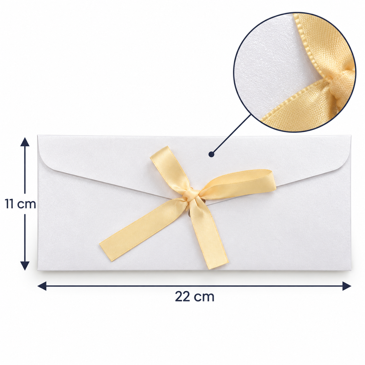 Plicuri sidefate cu fundiță din satin - alb (set 10 buc), dimensiuni - CraftUp