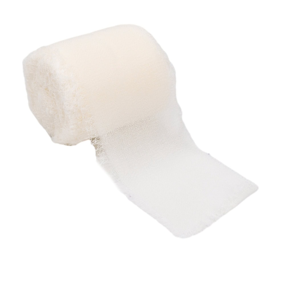 Panglică textil cu margini nefinisate - alb - 4cm x 5m 1 - craftup
