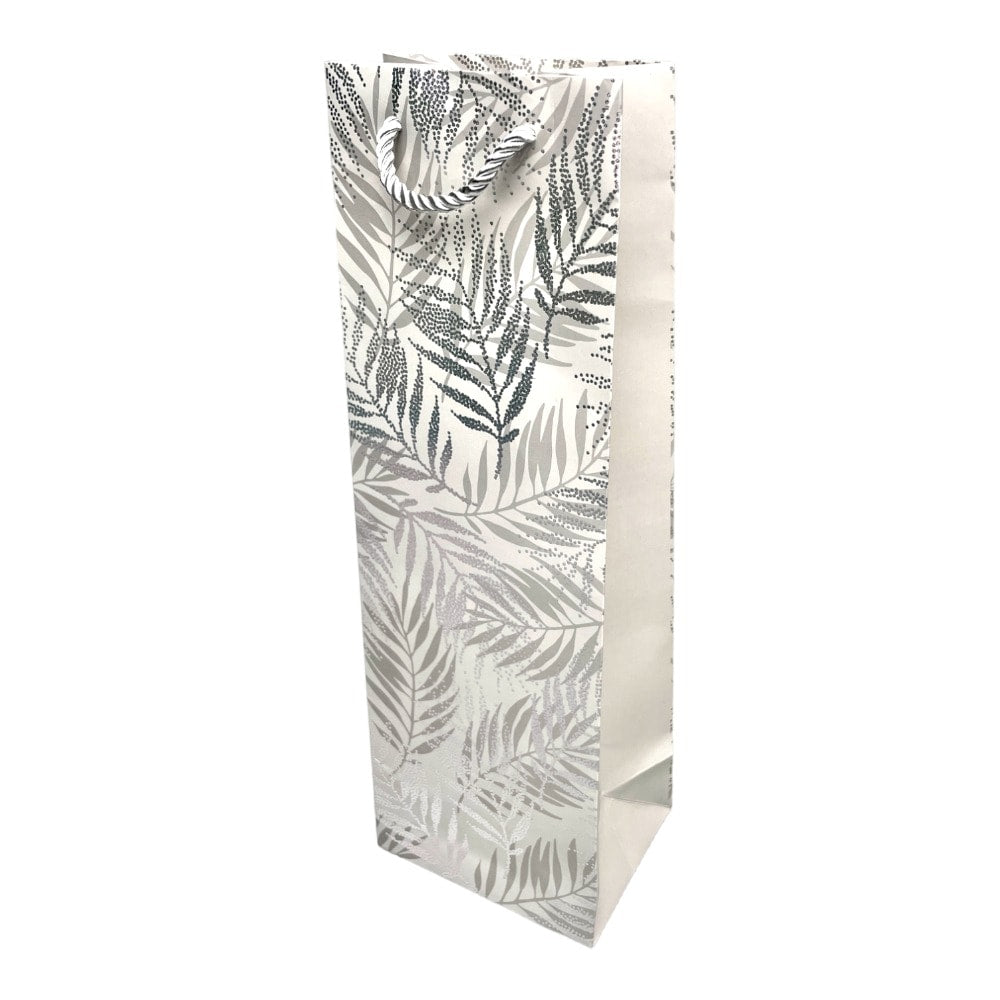 Pungi din hârtie pentru sticle model frunze - alb (set 12 buc) 36x9x12cm 1 - craftup.ro