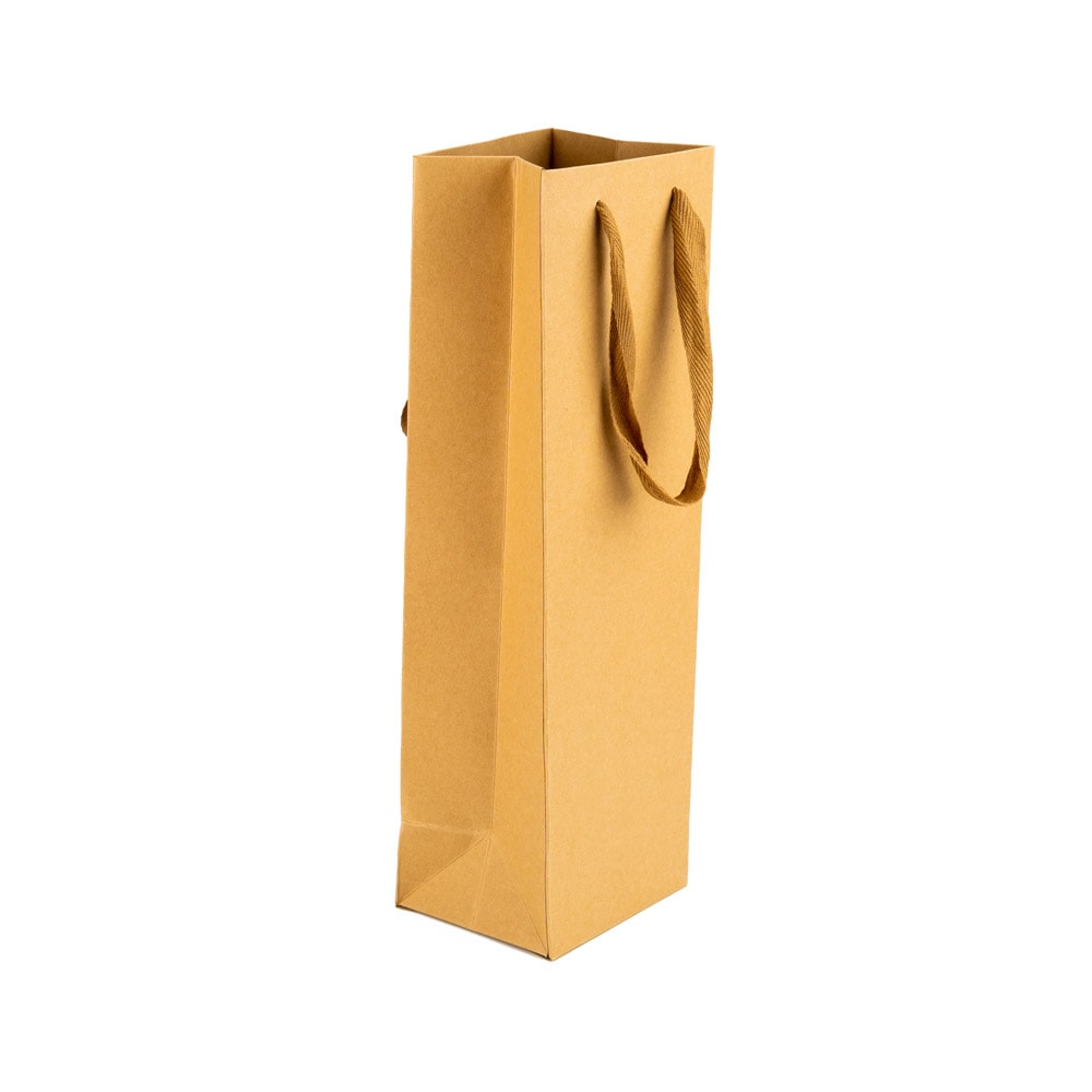 Pungi kraft cu mâner textil pentru o sticlă (set 12 buc) 1 - craftup.ro