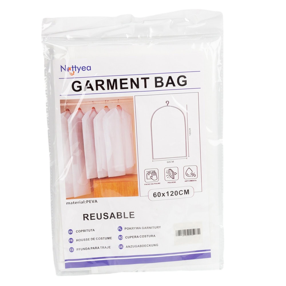 Pungi plastic groase cu fermoar pentru haine - alb mat 4 60x120cm- craftup.ro