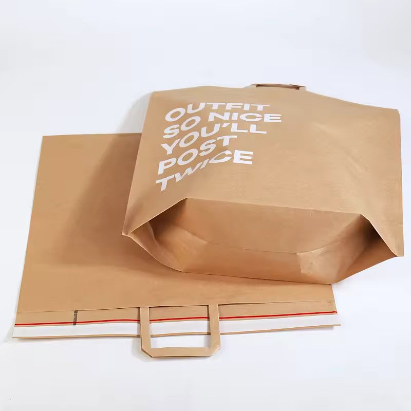Pungi refolosibile cu mâner ascuns, sigiliu și adeziv - kraft (set 10 buc) 7 - craftup.ro