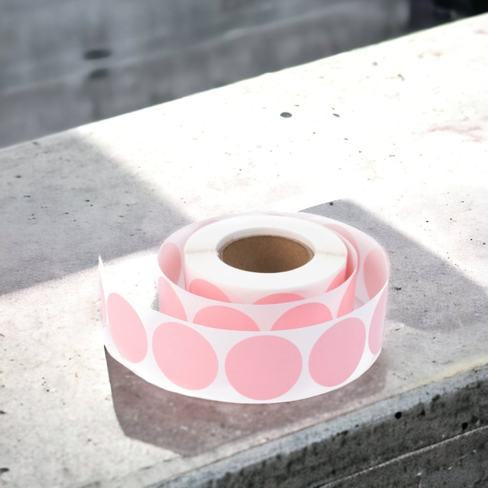 Rolă 500 stickere blank rotunde 2.5cm - roz 2 - craftup.ro