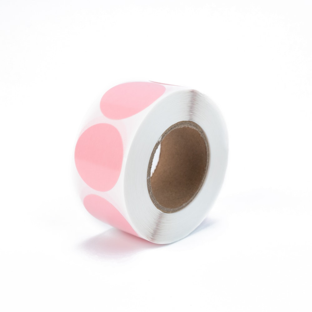 Rolă 500 stickere blank rotunde 2.5cm - roz 4 - craftup.ro