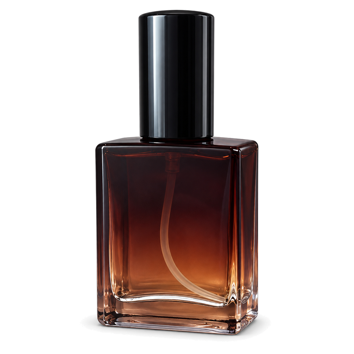 Sticluță de parfum pătrată cu spray și capac negru, 15 ml - ambră - CraftUp