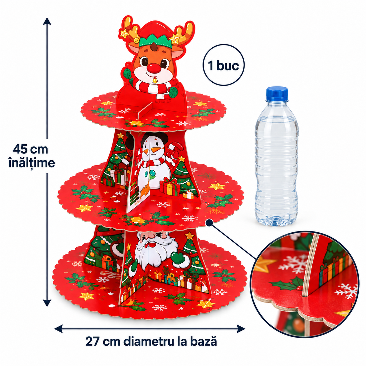 Suport deserturi de Crăciun cu 3 niveluri, dimensiuni