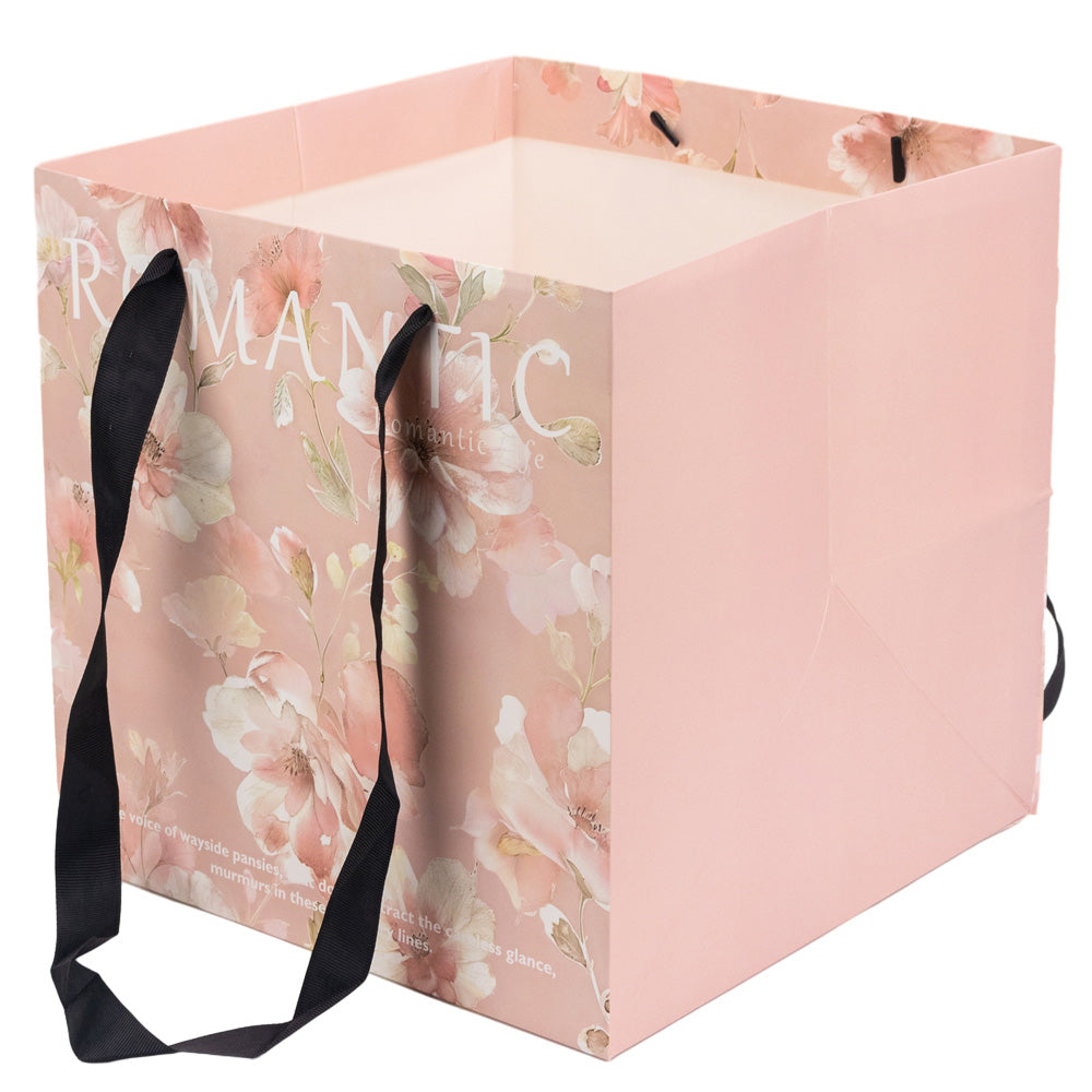 Sacoșă pătrată cu mesaj și mâner textil - roz (set 10 buc) 27.5x27.5cm 4 - craftup.ro