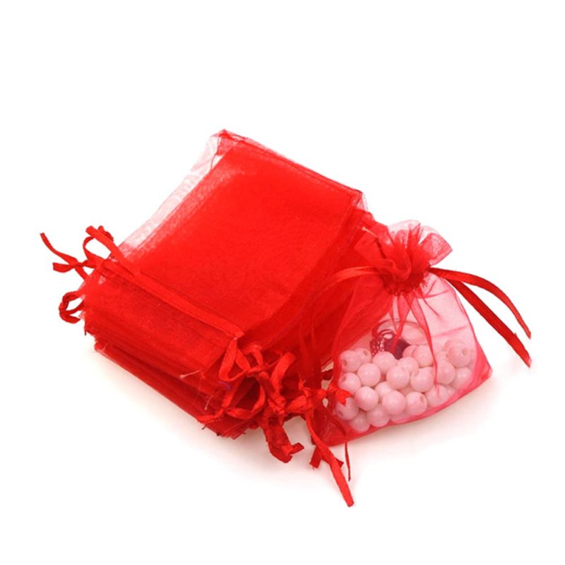 Săculeți organza dreptunghiulari - roșu - craftup.ro