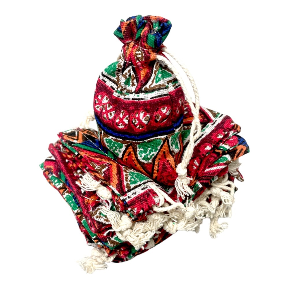 Săculeți textil dreptunghiulari model tradițional - vișiniu (set 50 buc) 9x12cm 4 - craftup.ro