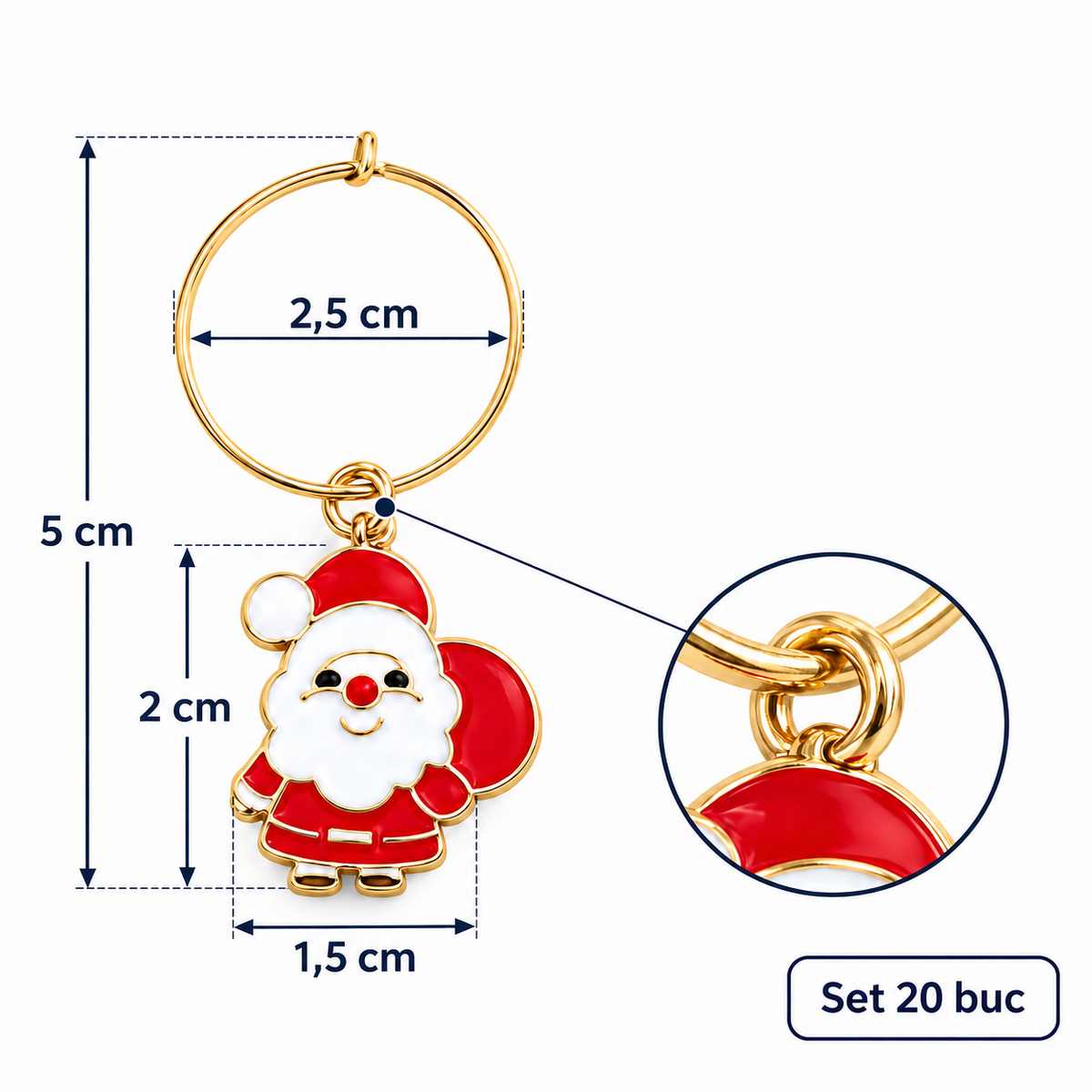 Pandantive pentru pahare de Crăciun - mix 20 modele (set 20 buc)